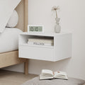 JERX Floating Bedside Table – Wall Mounted Nightstand with Drawer, White