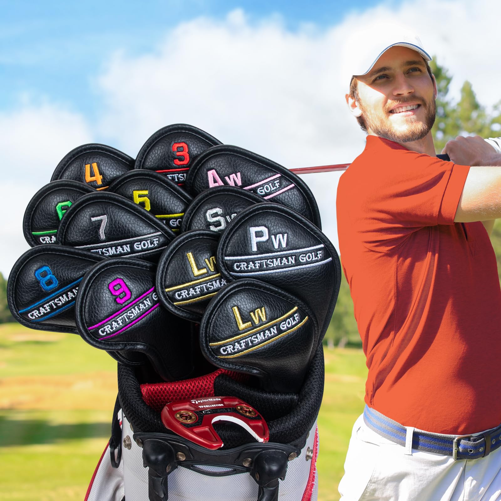 Craftsman Golf Magnetic Iron Headcovers - 12pc Set with Colorful Numbers