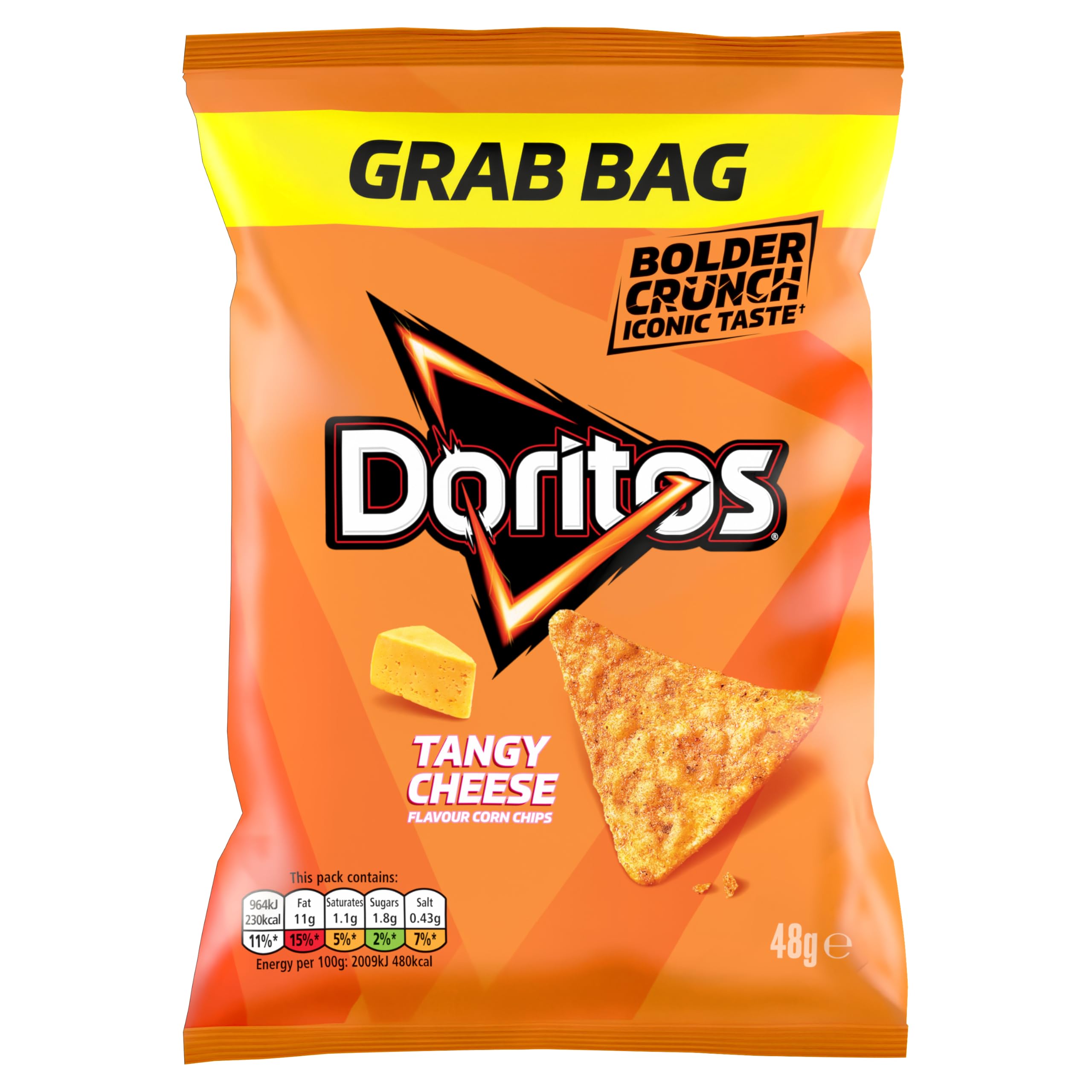 Doritos Tangy Cheese Tortilla Chips – 48g Grab Bag Crisps (Case of 24)