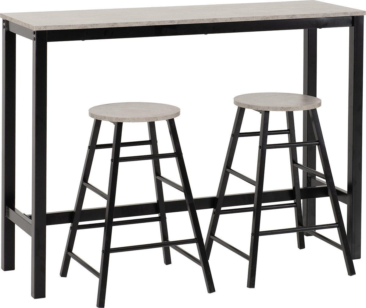 Seconique Athens Breakfast Bar Table and 2 Chairs Set in Concrete Effect
