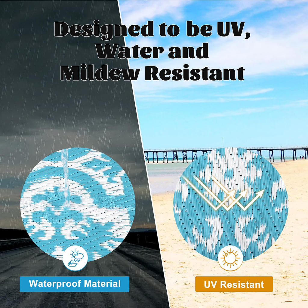 Enyhom Reversible Outdoor Rug | 180x270cm Waterproof Plastic Straw Mat