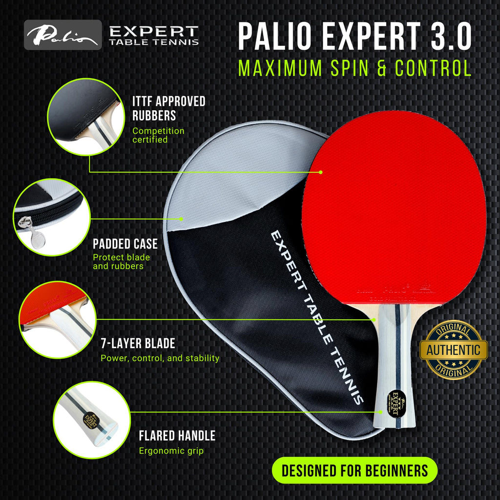 Palio Expert 3.0 Table Tennis Bat Set - ITTF Approved Ping Pong Rackets