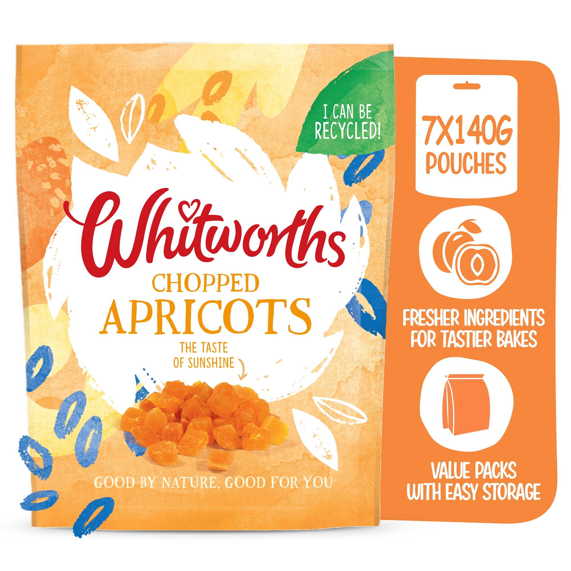 Whitworths Chopped Apricots – 7 x 140g Multipack for Baking – Vegan