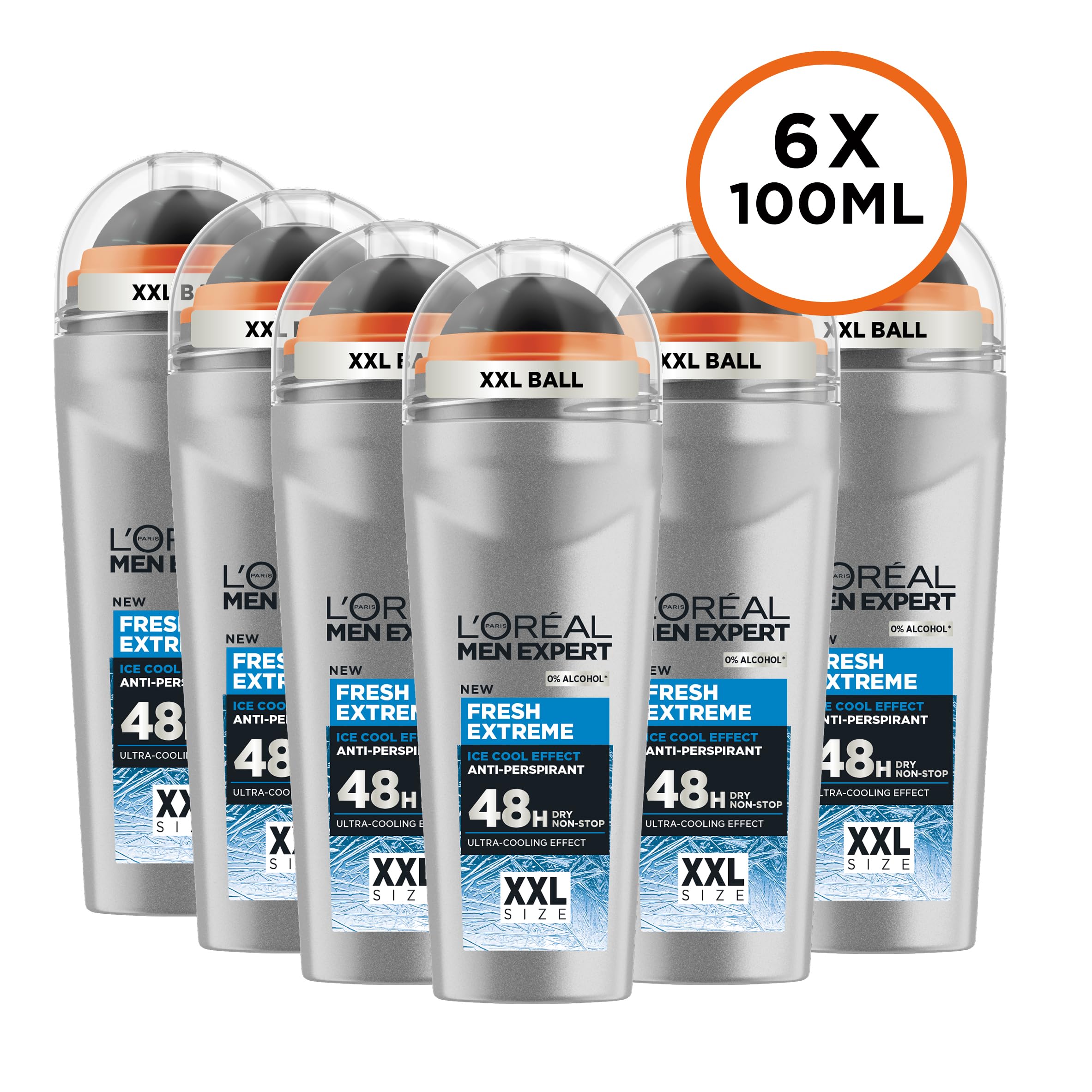 L'Oréal Men Expert Fresh Extreme 48H Roll-On Deodorant XXL - 6 Pack