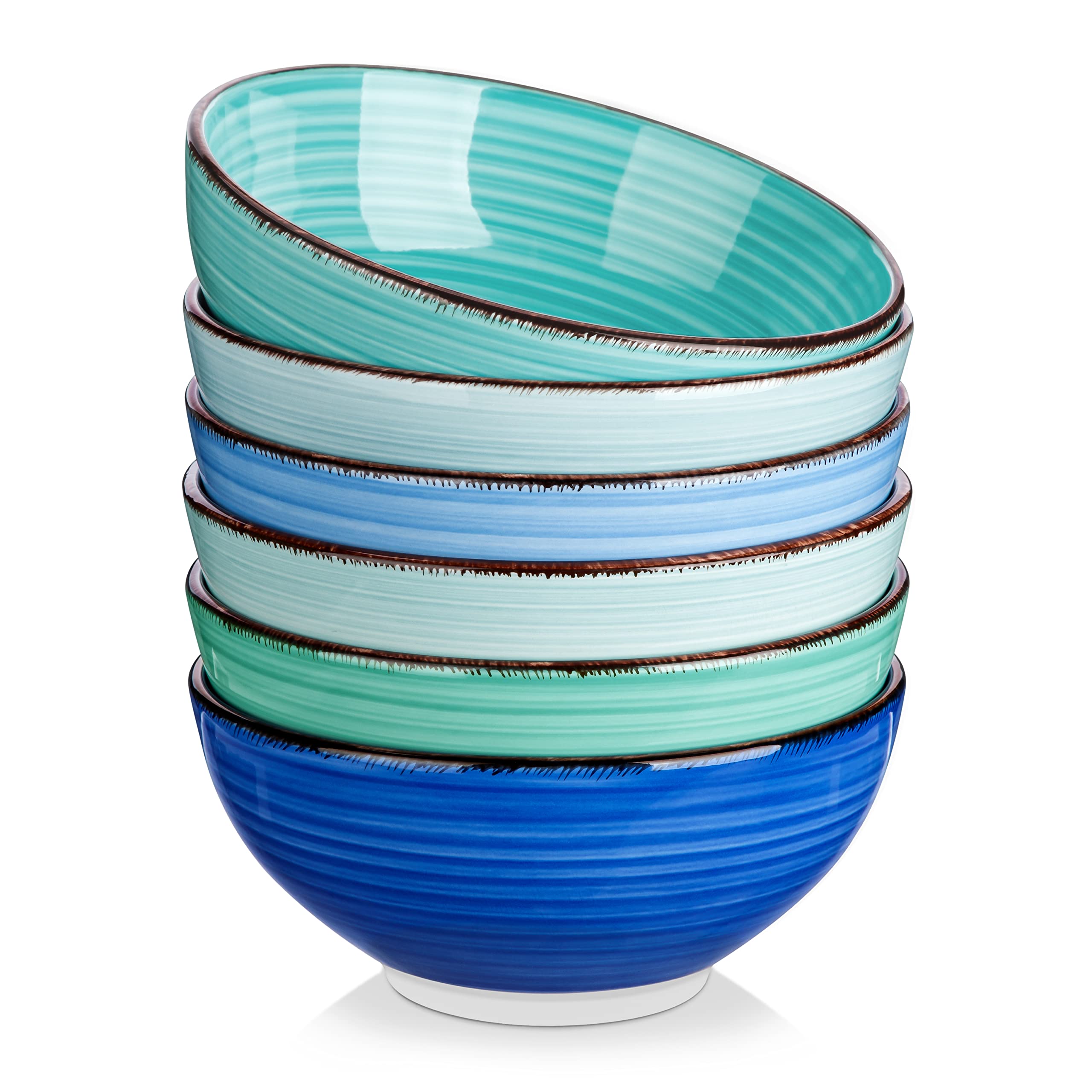vancasso Bonita 27oz Ceramic Cereal Bowls – Set of 6 Stoneware Soup Bowls