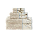 Madison Park Serene 6-Piece Cotton Jacquard Floral Bath Towel Set