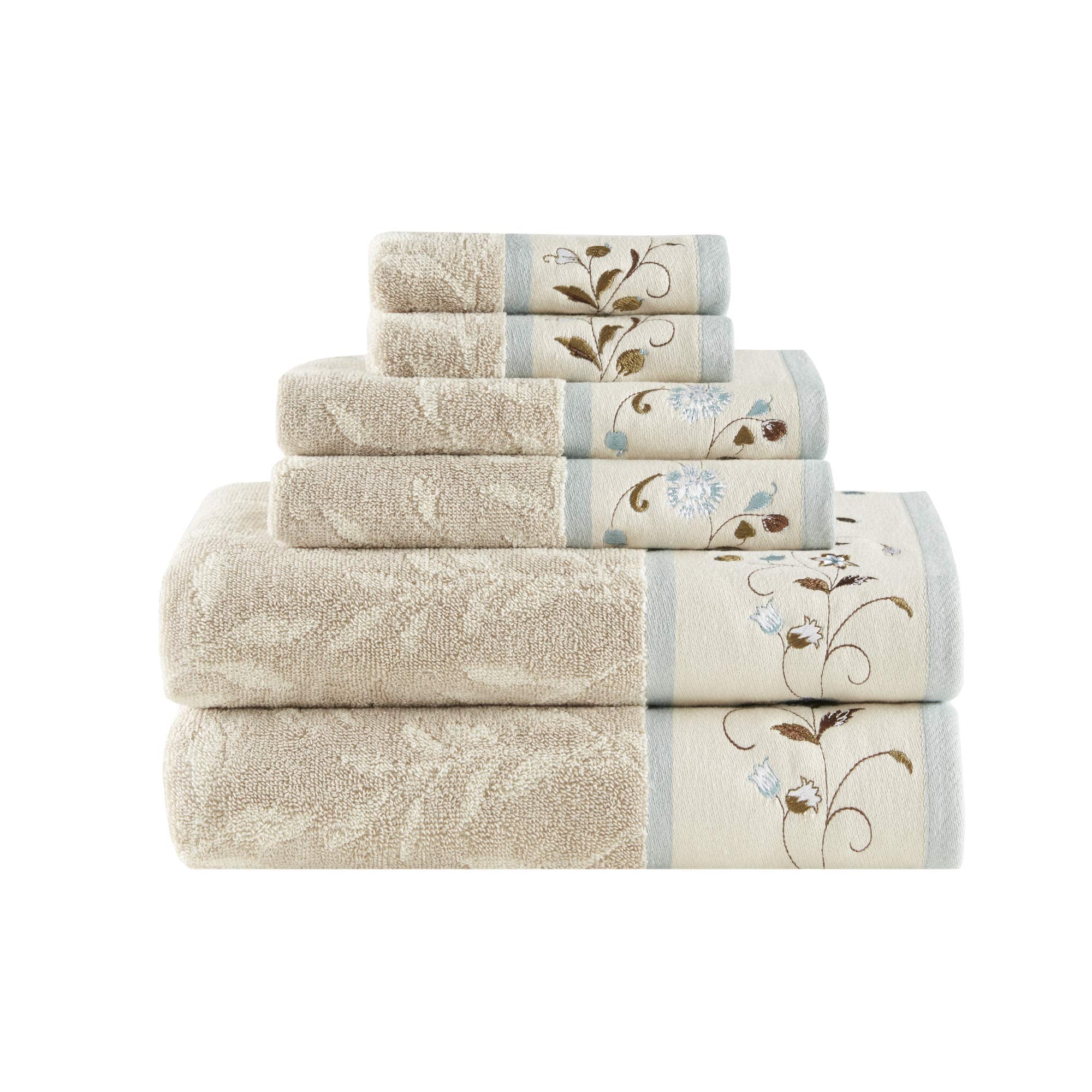 Madison Park Serene 6-Piece Cotton Jacquard Floral Bath Towel Set