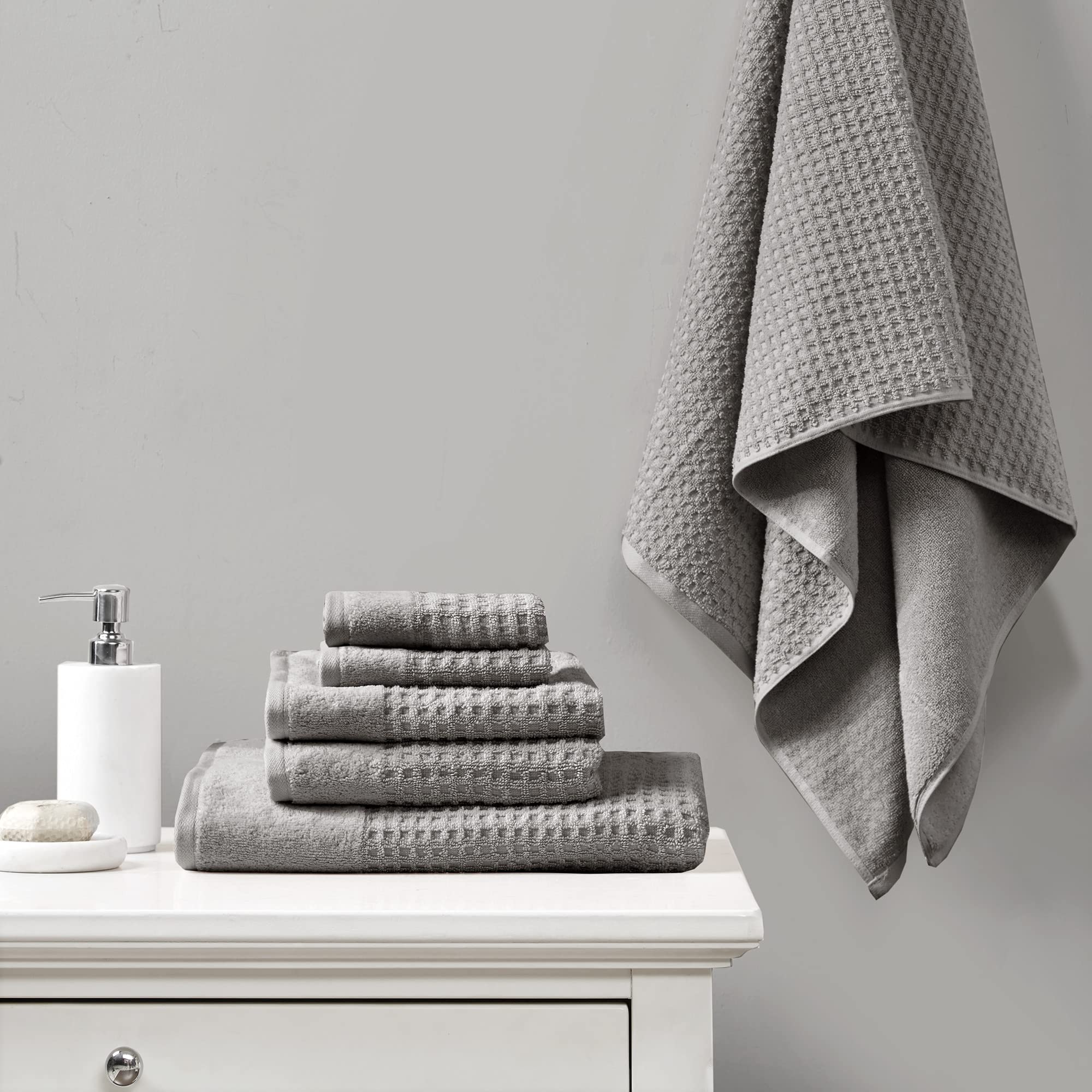 Madison Park Spa Waffle 100% Cotton 6-Piece Towel Set | 600 GSM