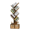 Vagusicc 6 Tier Tree Bookshelf with 2 Storage Baskets, Tall Display Shelf Organizer for Books, Magazines, Home Decor - image 1