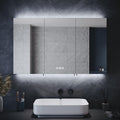 ELEGANT Triple Door LED Bathroom Mirror Cabinet with Shaver Socket