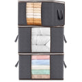 Lifewit 3 Pack Clothes Storage Bags, Foldable Storage Box Moving Bags Wardrobe Storage Organiser Packing Boxes for Moving House with Clear Window for