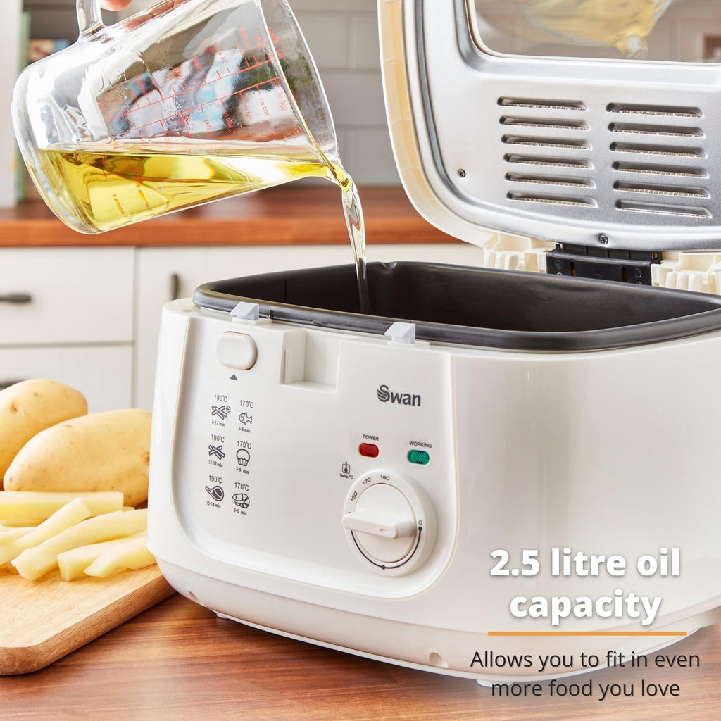 Swan 2.5L Deep Fat Fryer | 1800W Electric Square Fryer with Viewing Window