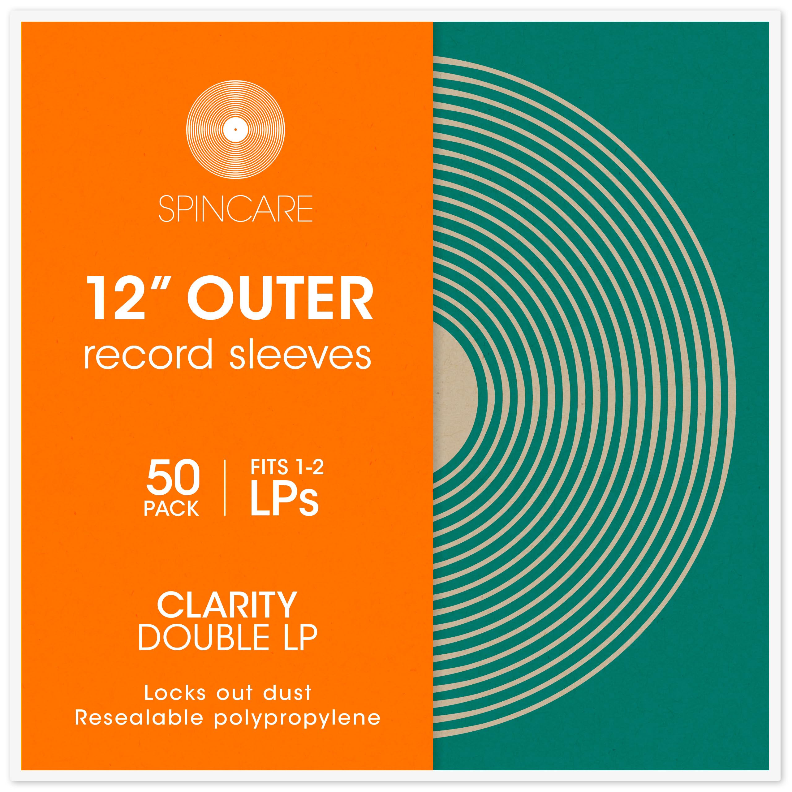 12" Resealable Gatefold Vinyl Record Outer Sleeves - 50 Pack