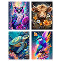 Mupmod 4-Pack Animal Stamped Cross Stitch Kits for Beginners | 11CT 12x16"