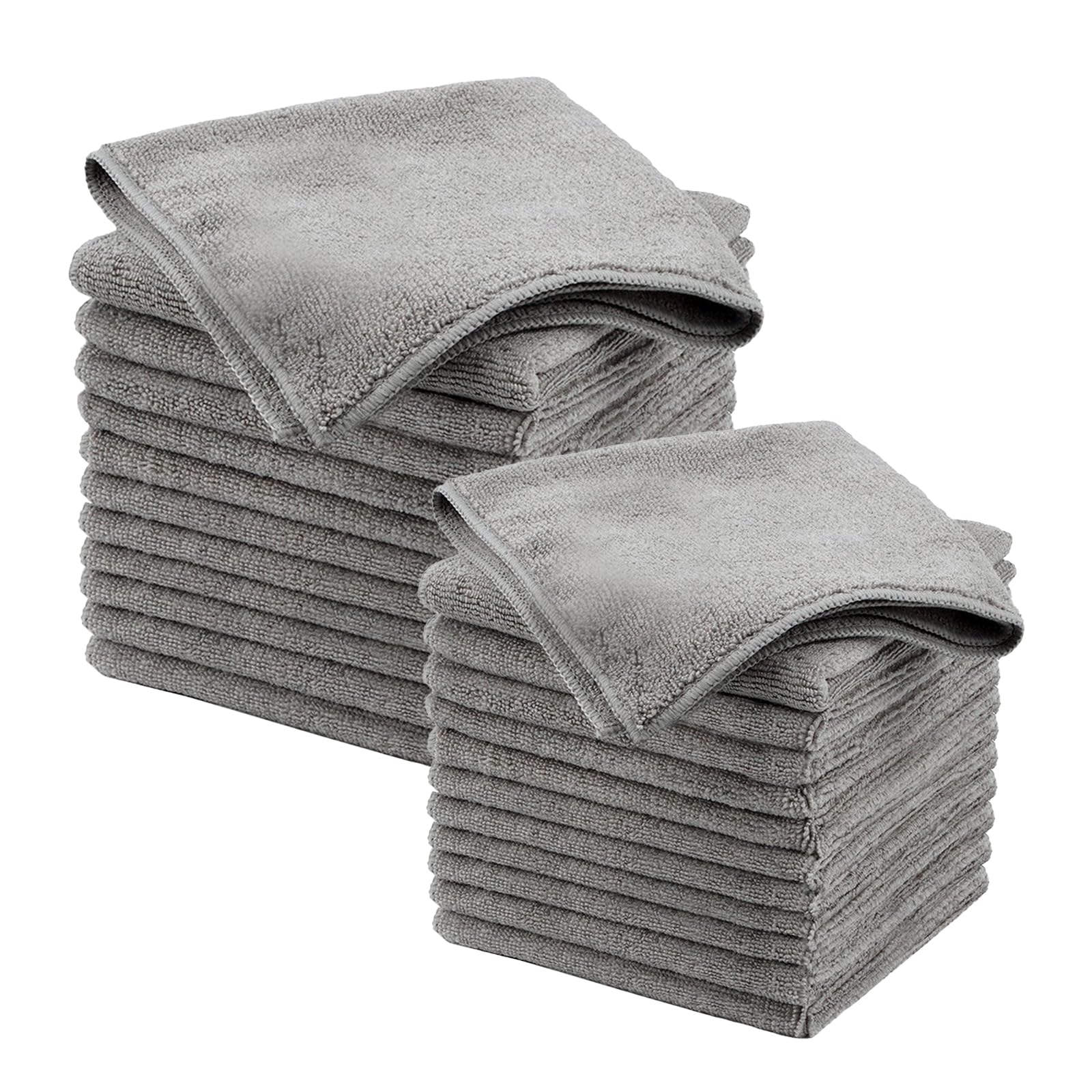 Uoxmiy 30 Pack Microfibre Cleaning Cloths – Grey Lint-Free Reusable Towels