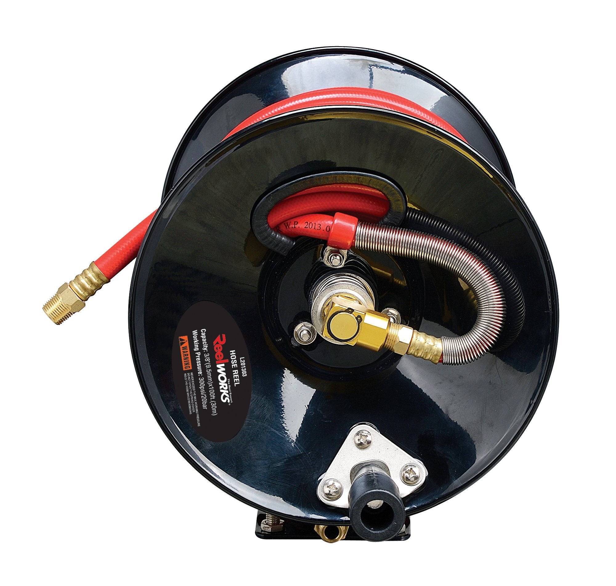 ReelWorks Hand Crank Air Hose Reel | 3/8" x 100' Heavy Duty Steel