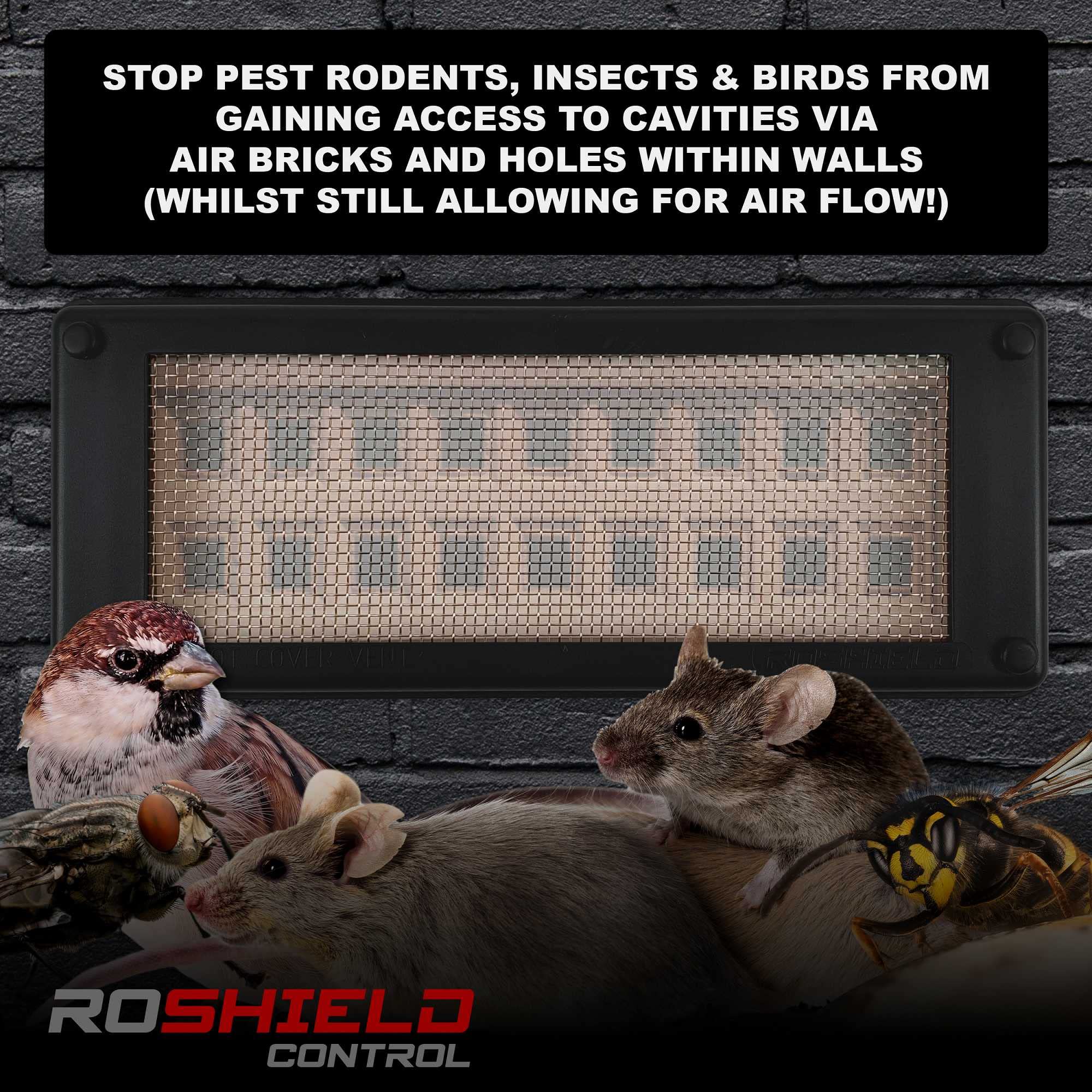 Roshield Mouse & Insect Air Brick Mesh Vent Cover - Dark Grey (10 Pack)