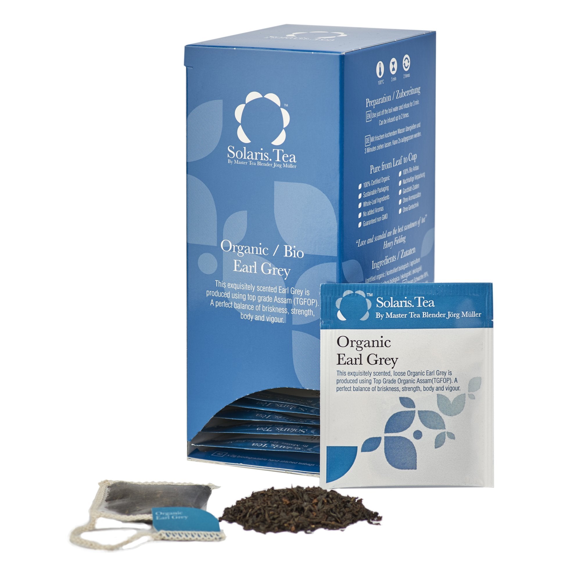 Solaris Organic Earl Grey Tea – Whole Leaf Assam – 40 Biodegradable Teabags