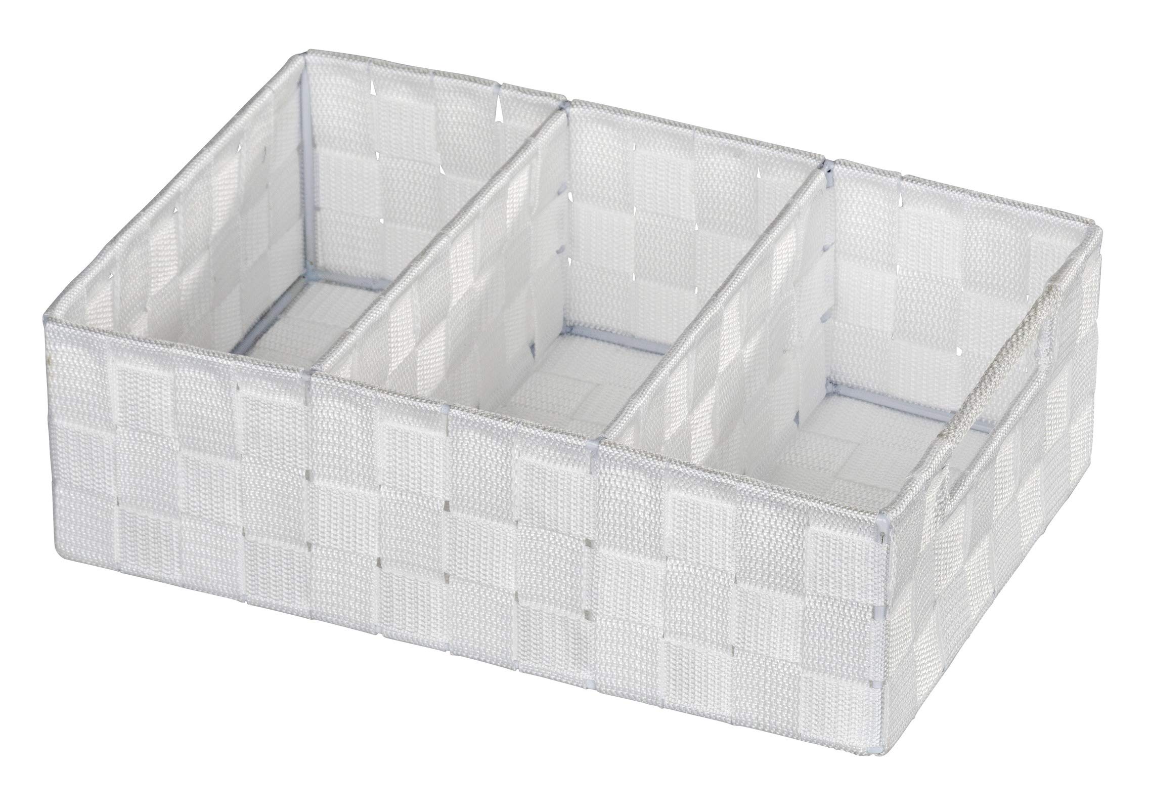 WENKO Adria Bathroom Organizer – White 3-Compartment Storage Basket