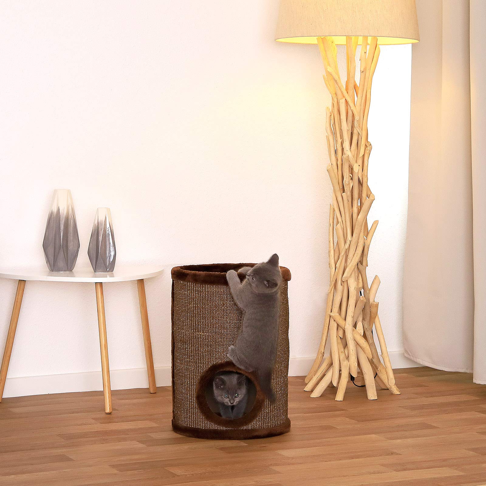 Dibea Cat Scratching Barrel – 50cm Sisal Scratching Tree in Brown