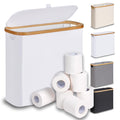 efluky Bamboo Toilet Paper Storage Basket with Lid – Holds 9-12 Rolls