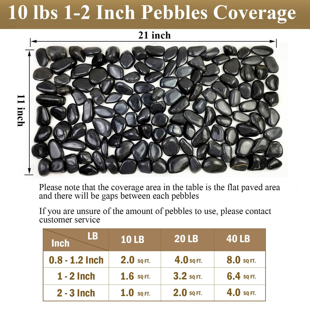 FANTIAN 9.1kg Natural Black Pebbles – 30-50mm Garden & Aquarium Rocks