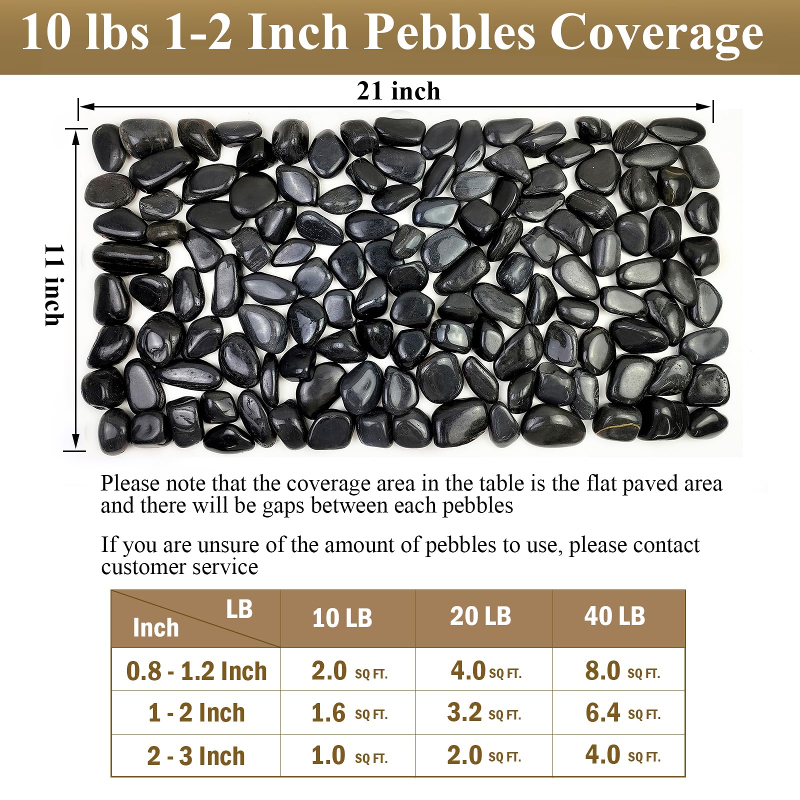 FANTIAN 9.1kg Natural Black Pebbles – 30-50mm Garden & Aquarium Rocks