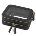 Prite Large Clear Makeup Bag | Double Sided Travel Toiletry Case - Black