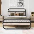 HOMERECOMMEND Double Metal Bed Frame with Headboard and Storage