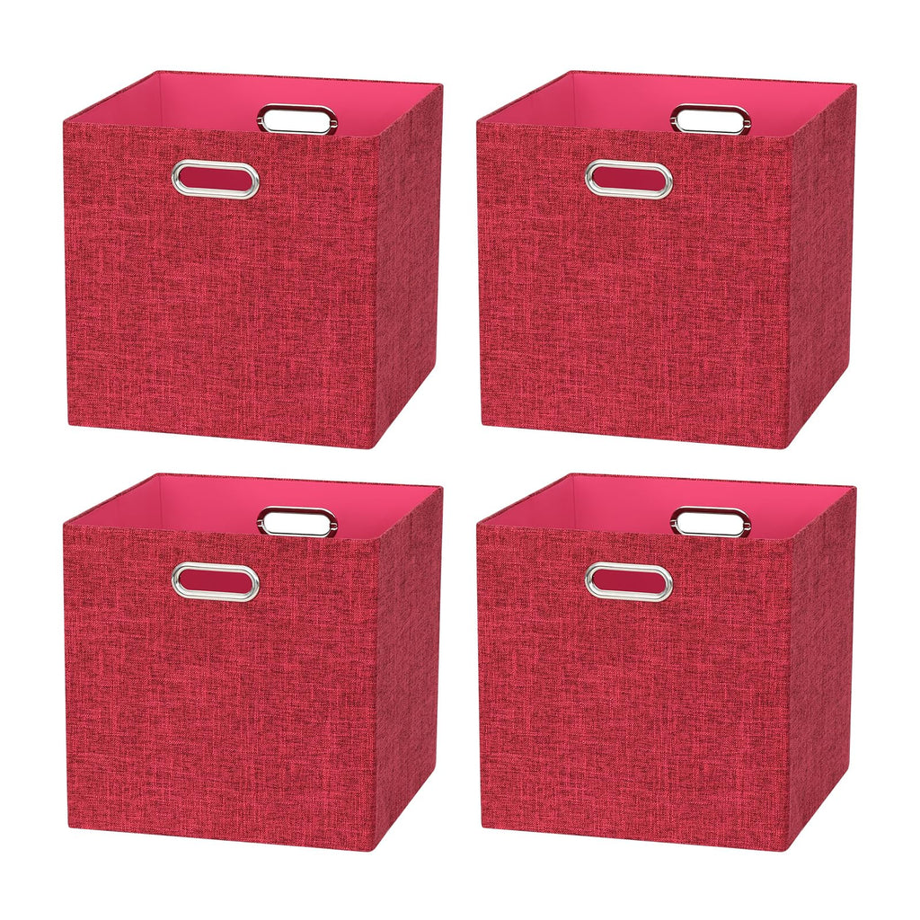 BinWhiz 4 Pack Collapsible Linen Fabric Storage Cubes/Organiser - 33x33x33 cm Fabric Bins for Kallax Shelves, Cabinet, Bookcase, Closet - image 1