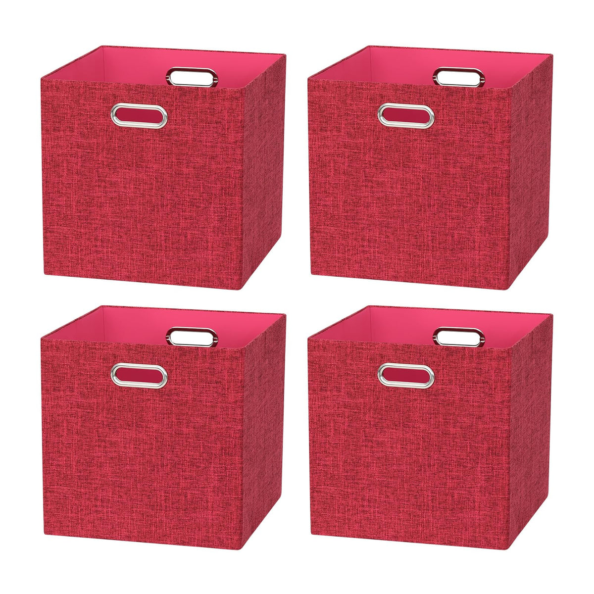 BinWhiz 4 Pack Collapsible Linen Fabric Storage Cubes/Organiser - 33x33x33 cm Fabric Bins for Kallax Shelves, Cabinet, Bookcase, Closet - image 1