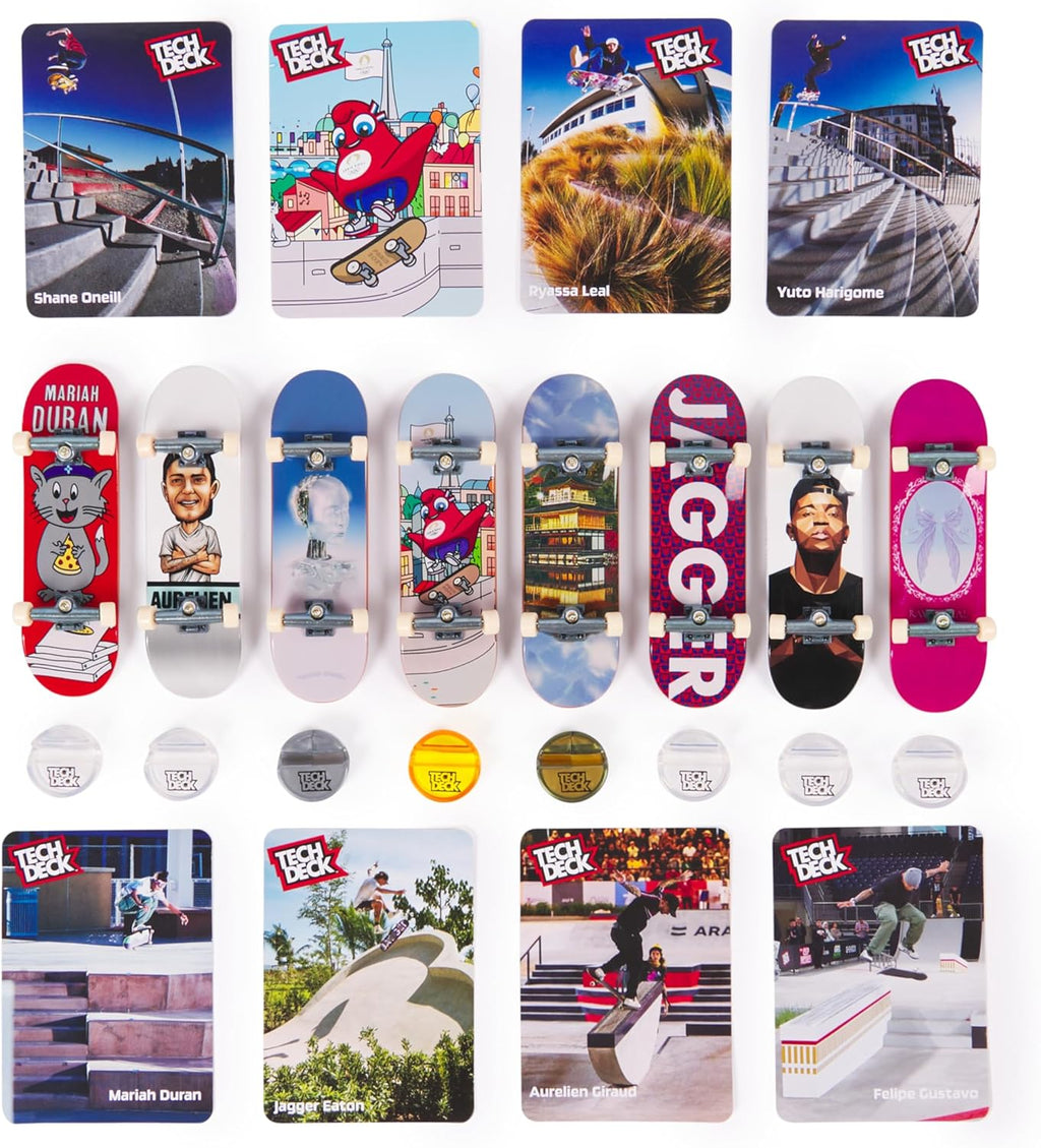 Tech Deck Paris 2024 Olympic Games Fingerboards 8-Pack – Mini Skateboards