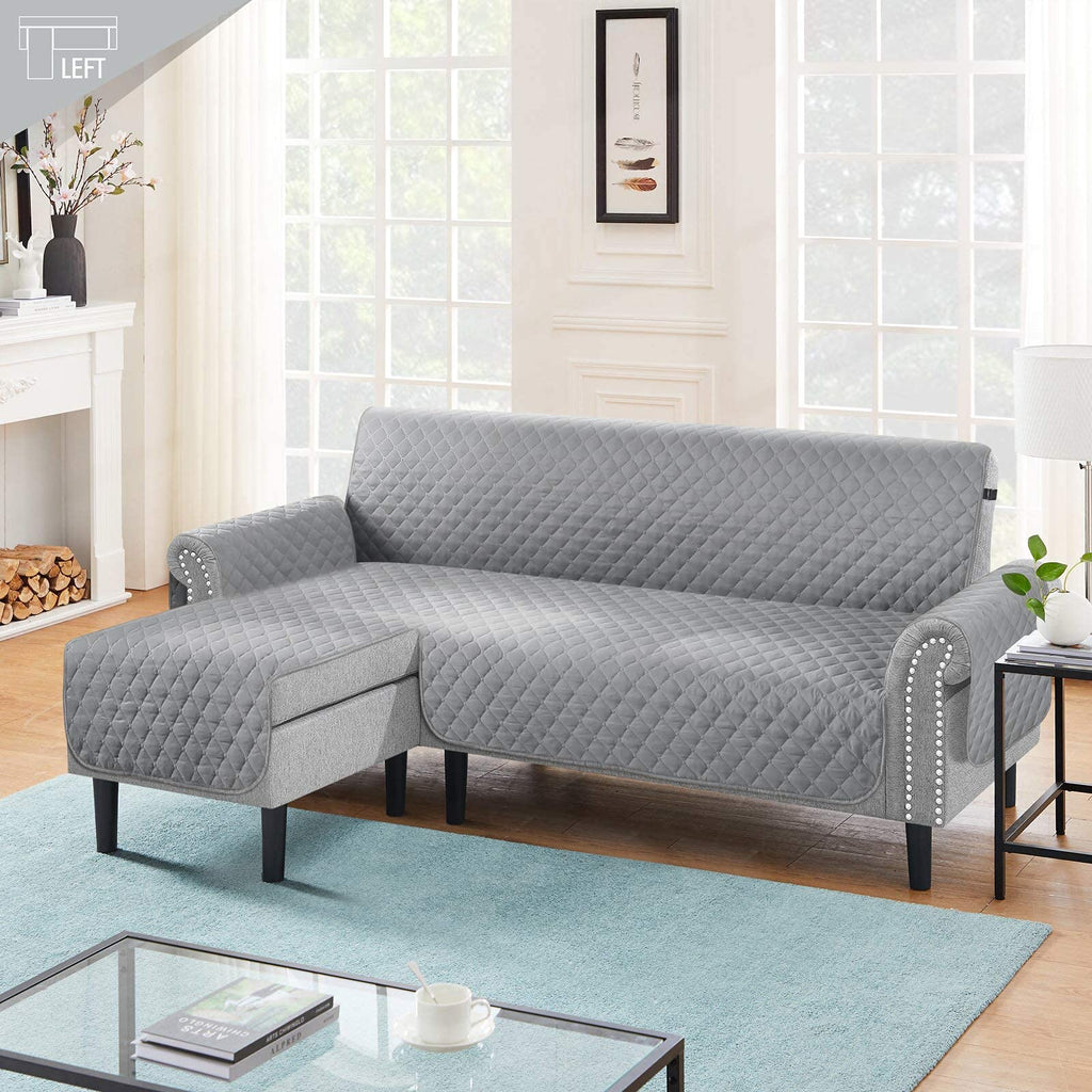 TAOCOCO L-Shape Corner Sofa Cover – Reversible Pet Protector, Pale Grey