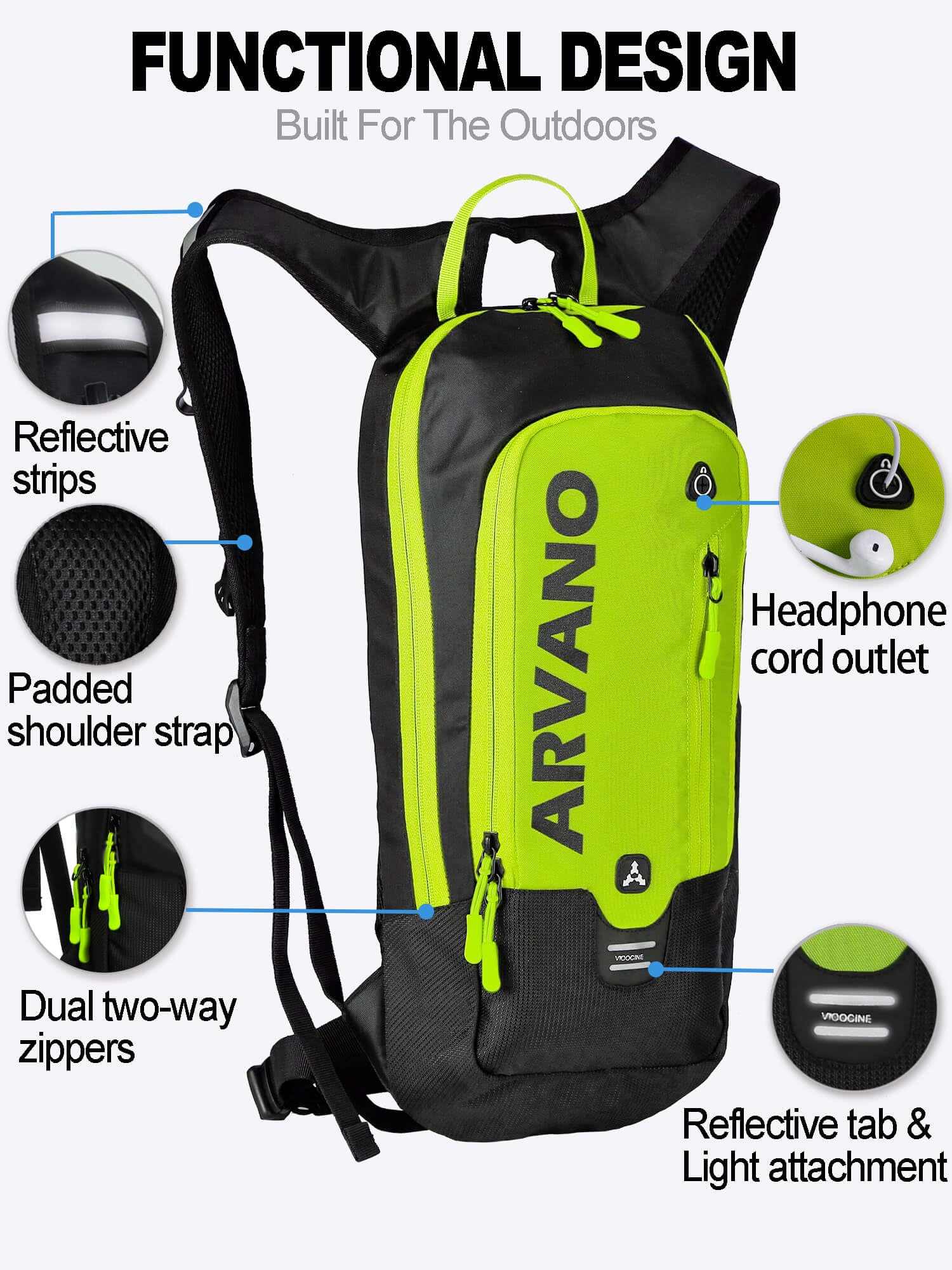 Arvano 6L Hydration Backpack with 2L Water Bladder – Lightweight Cycling Pack