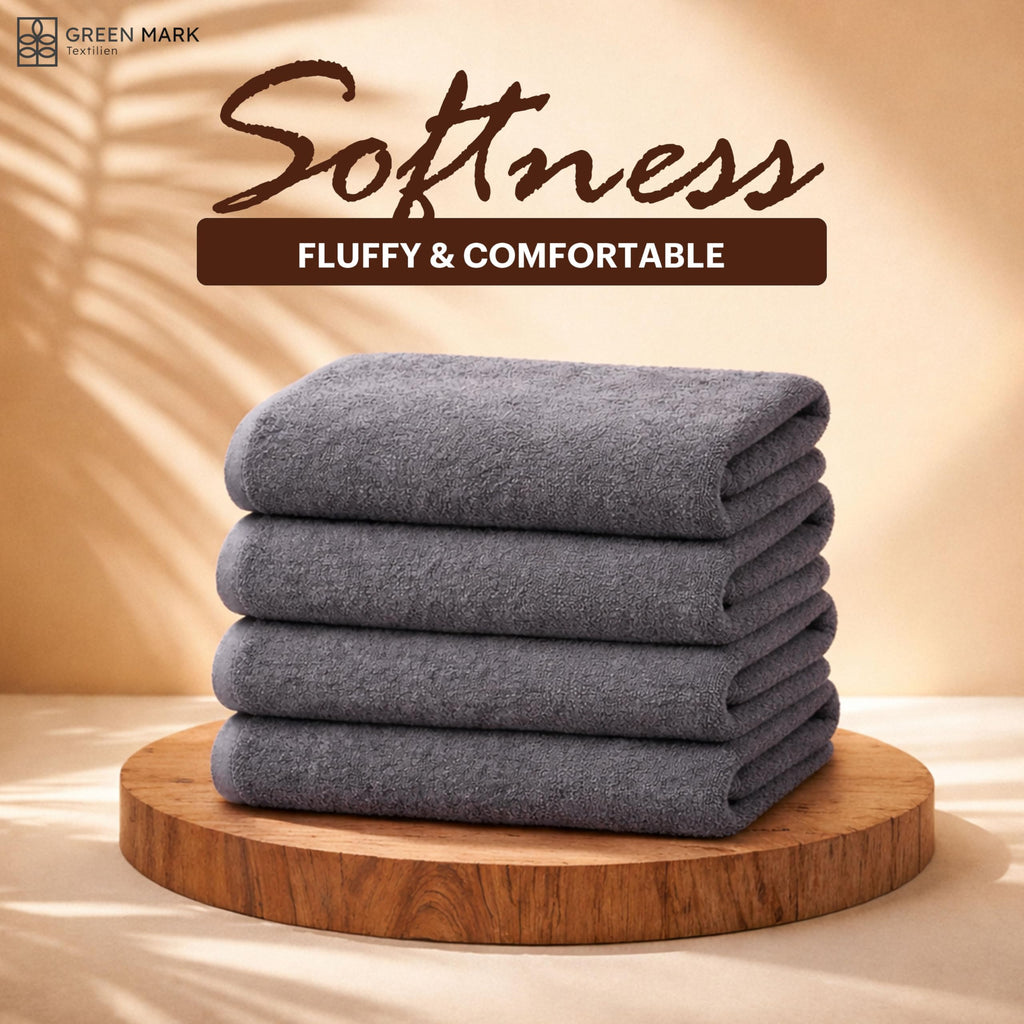 NatureMark 4-Piece Bath Towel Set – Soft & Absorbent Cotton Shower Towels for Everyday Use, Anthracite Grey, 70 x 140 cm