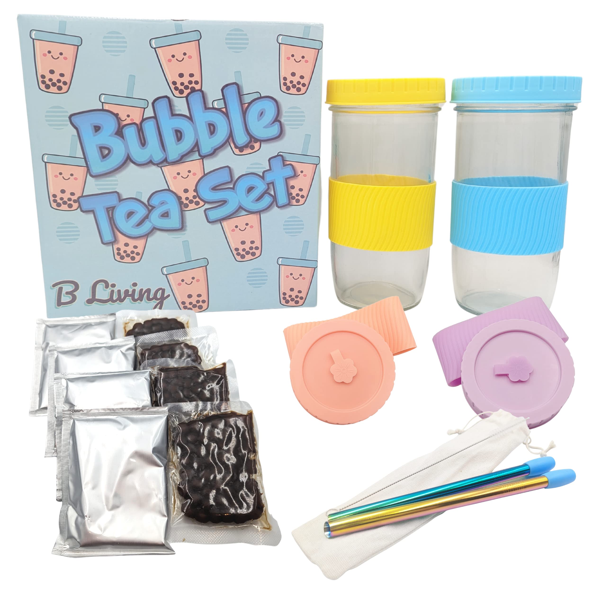 DIY Bubble Tea Kit Gift Set – Boba Pearls, Cups & Powder