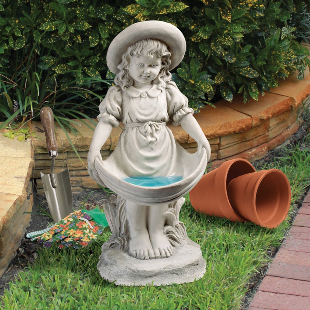 Design Toscano Sophie Garden Statue Bird Bath Feeder - Antique Stone