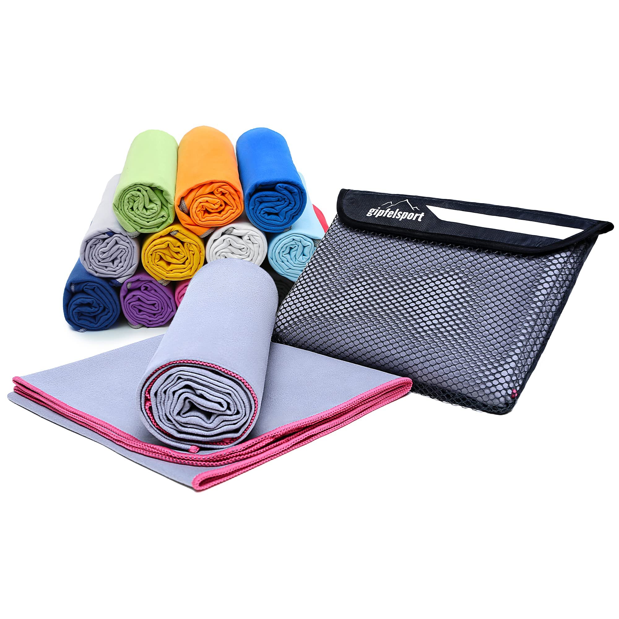 gipfelsport Microfibre Towel Set - Quick-Dry Travel & Gym Towels, Pink