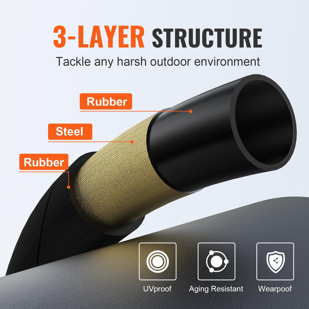 VEVOR Pressure Washer Hose | 100ft Kink-Free 4800 PSI Heavy Duty PVC
