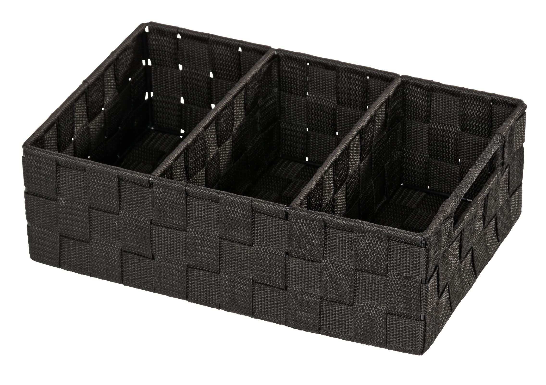 WENKO Adria Cesto Organizador con 3 Compartimentos - Negro, 32 cm