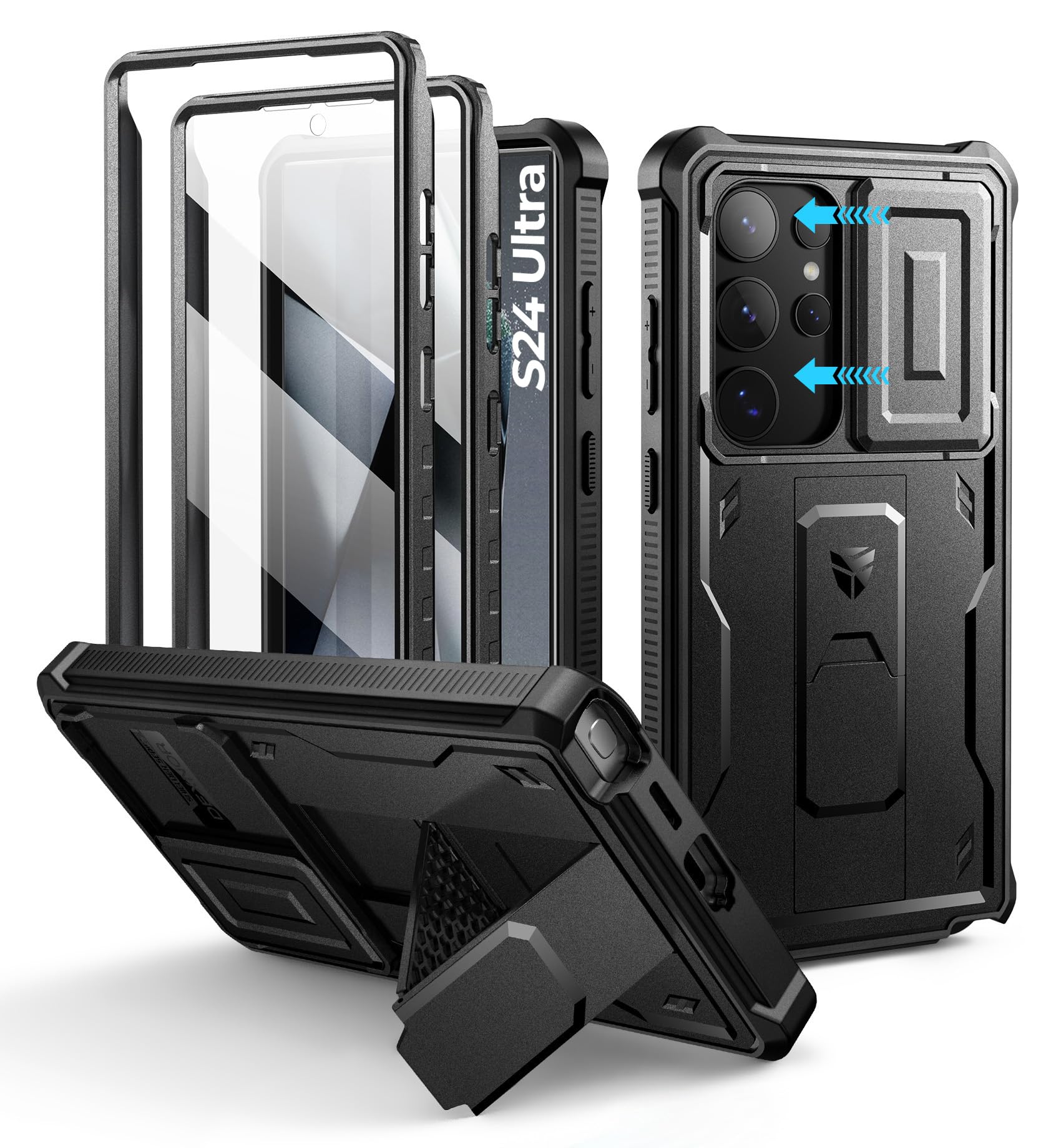 Dexnor Samsung Galaxy S24 Ultra Case | Rugged Shockproof Cover - Black