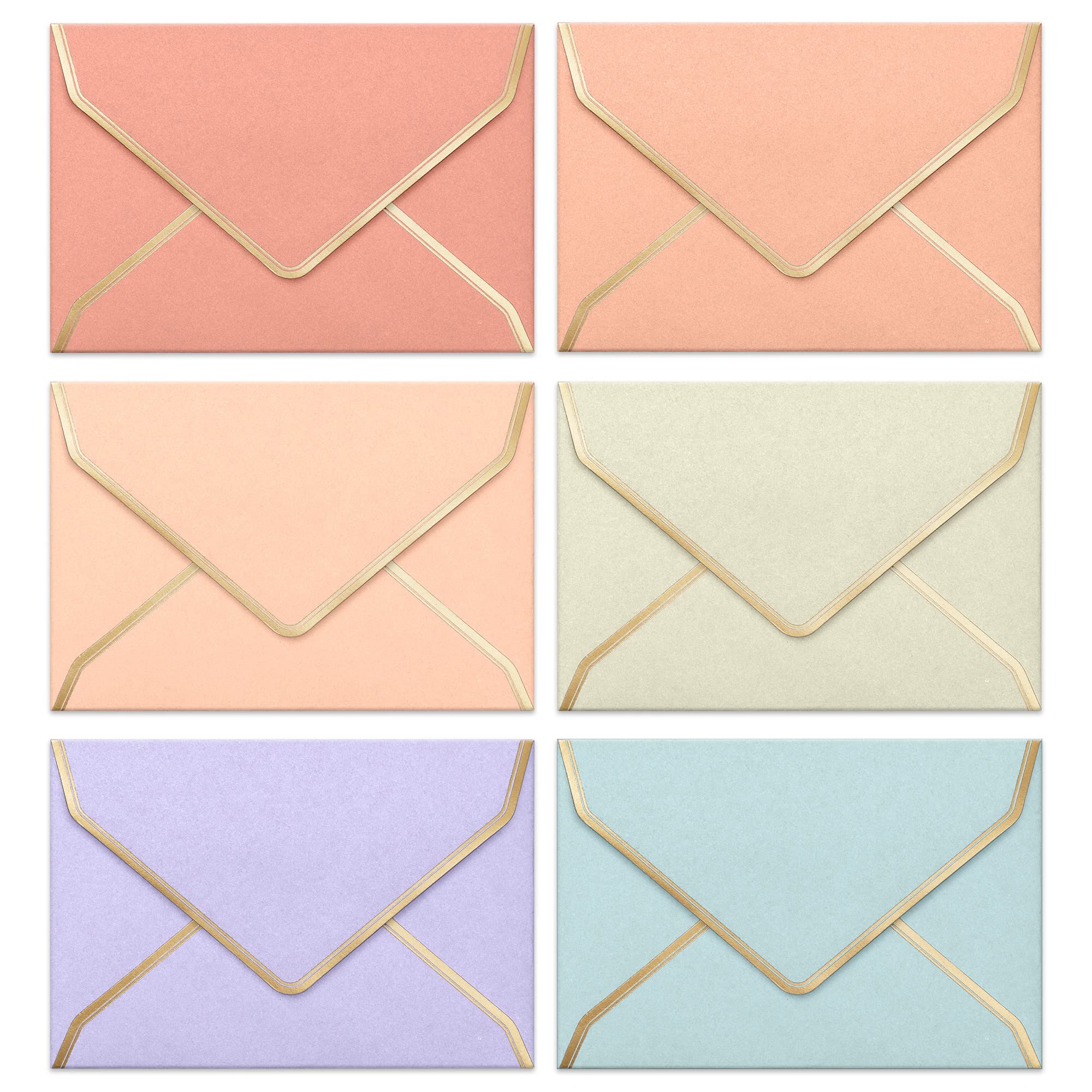 Jolof Store C6 Pastel Envelopes with Gold Foil - 30 Pack for A6 Cards