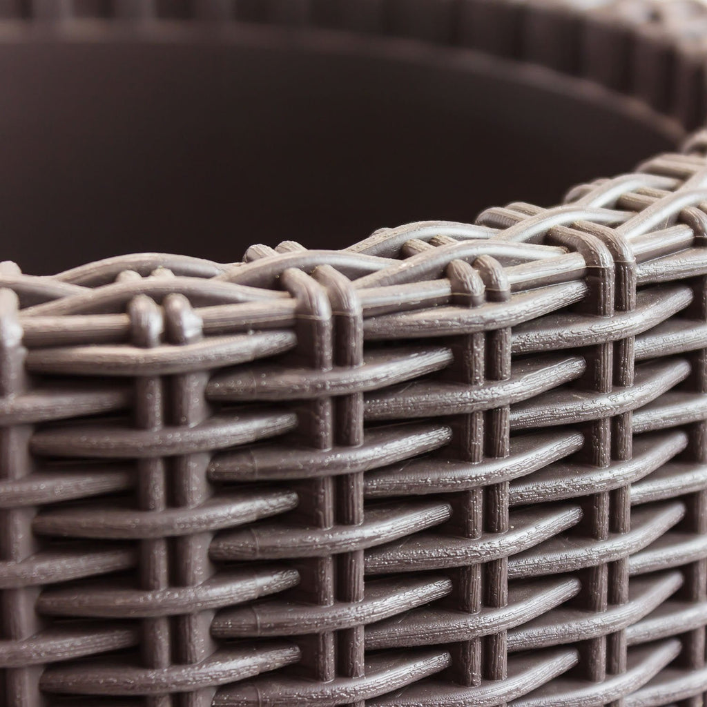 Keter Large Rattan Round Planter – Brown Recycled Outdoor Pot, 39L