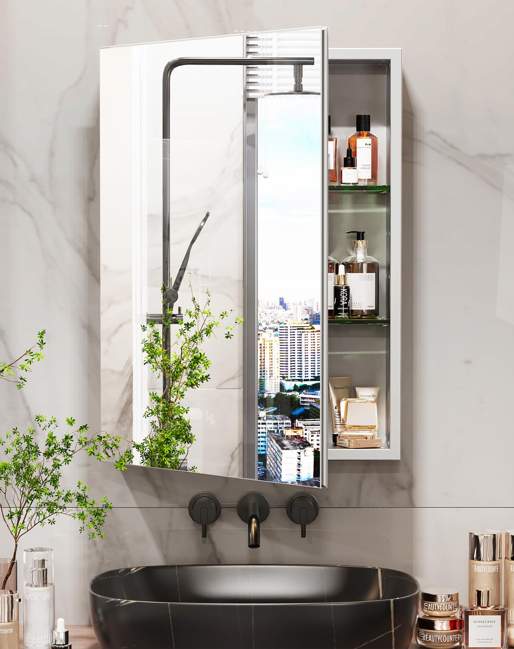 LUVODI Medicine Cabinet | 500x700mm Aluminum Wall Mounted Mirror Cabinet