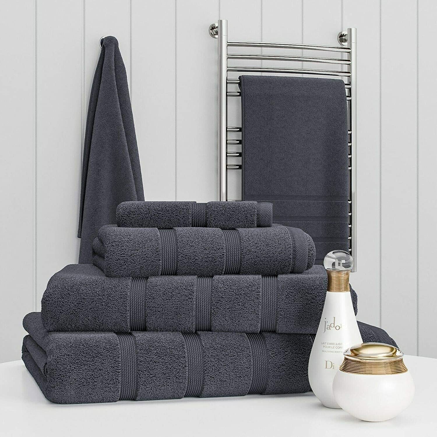 Egyptian Cotton 2-Piece Luxury Towel Set – Charcoal Grey