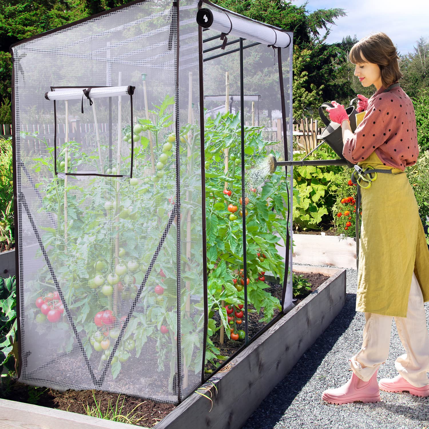 Ohuhu Walk-In Greenhouse | Heavy Duty Portable PE Plant Shed - 200x77x170cm