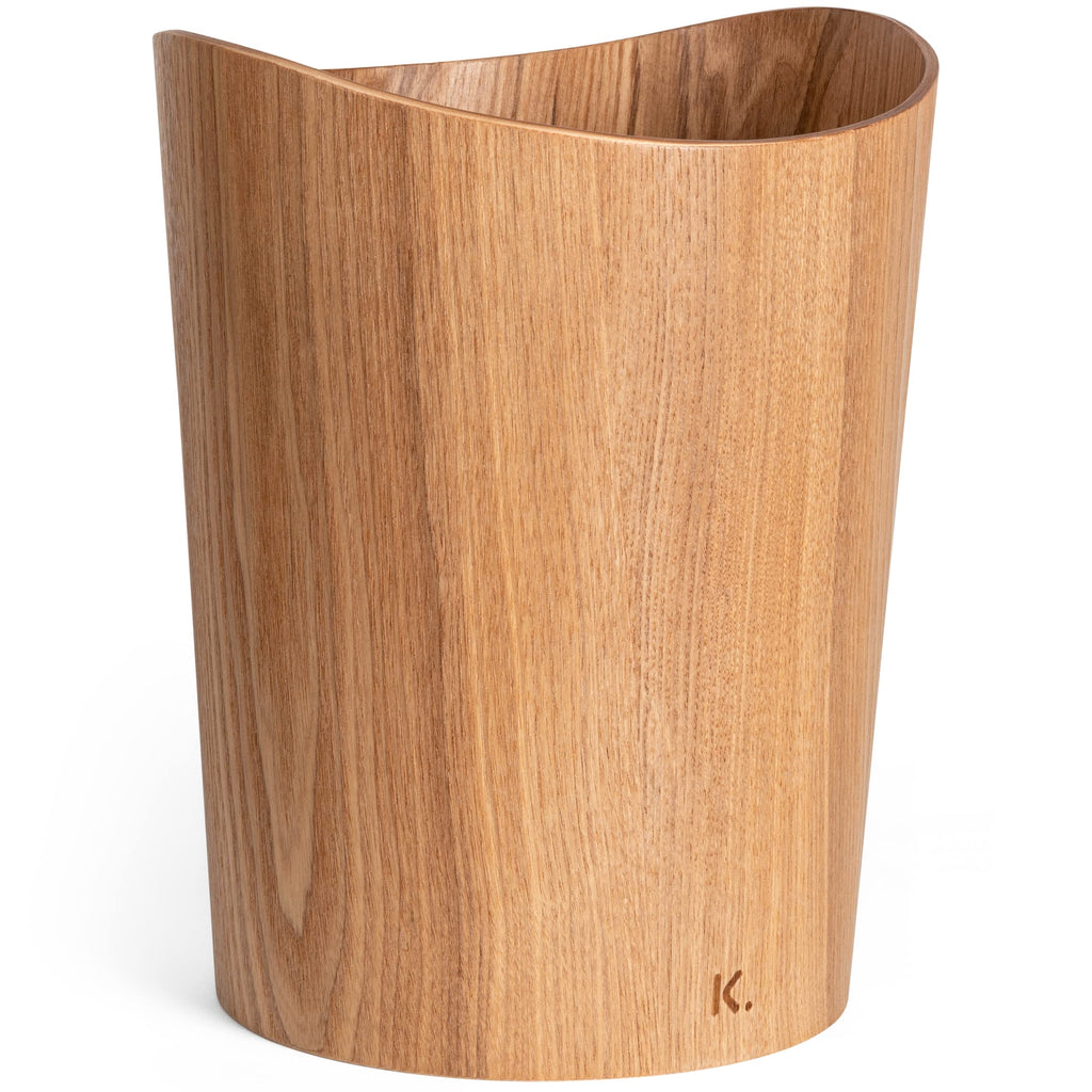 Kazai Real Wood Waste Paper Bin – 9L Sustainable Ash Wooden Basket