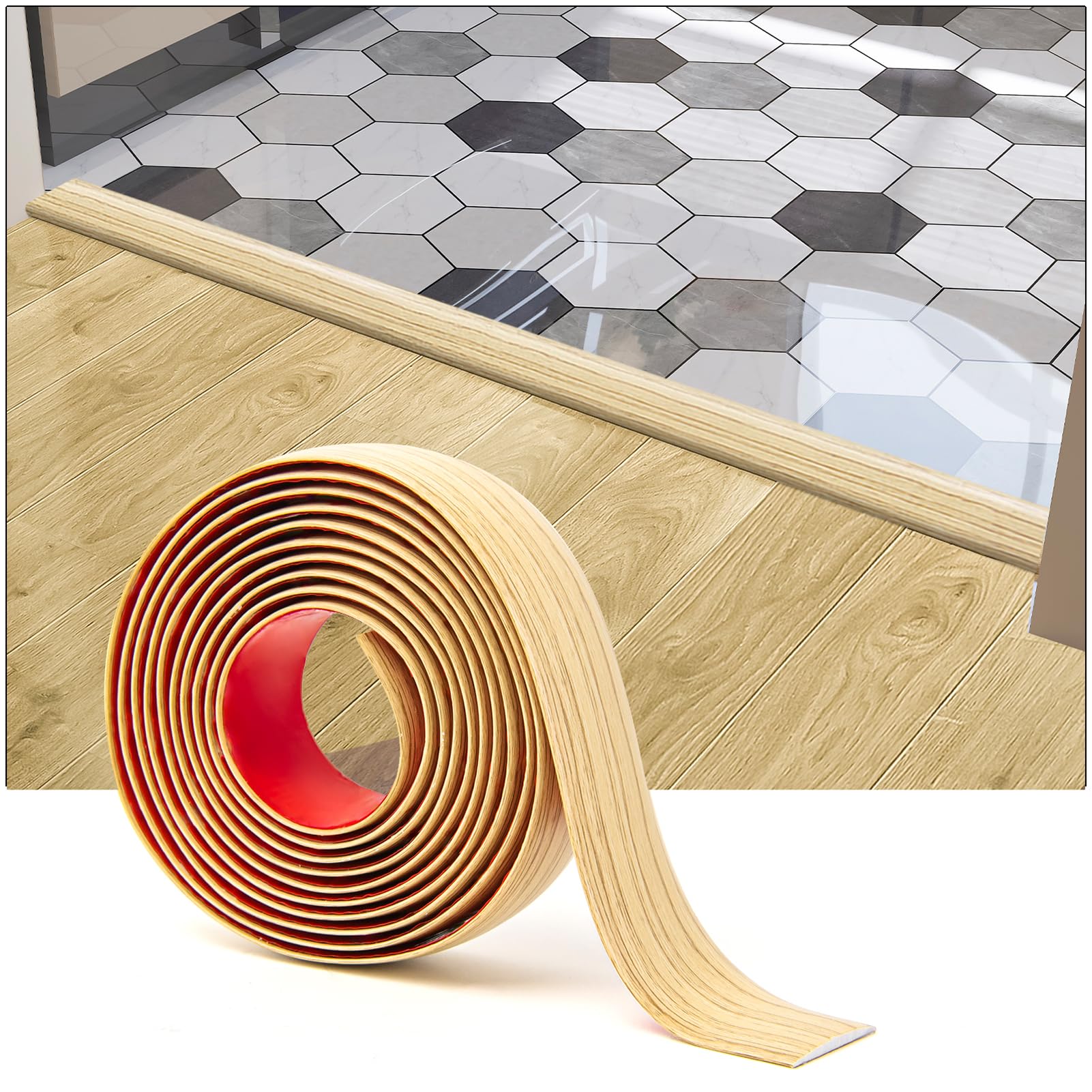 Art3d Vinyl Floor Transition Strip – 10ft Self Adhesive Gap Cover, Aspen Yellow