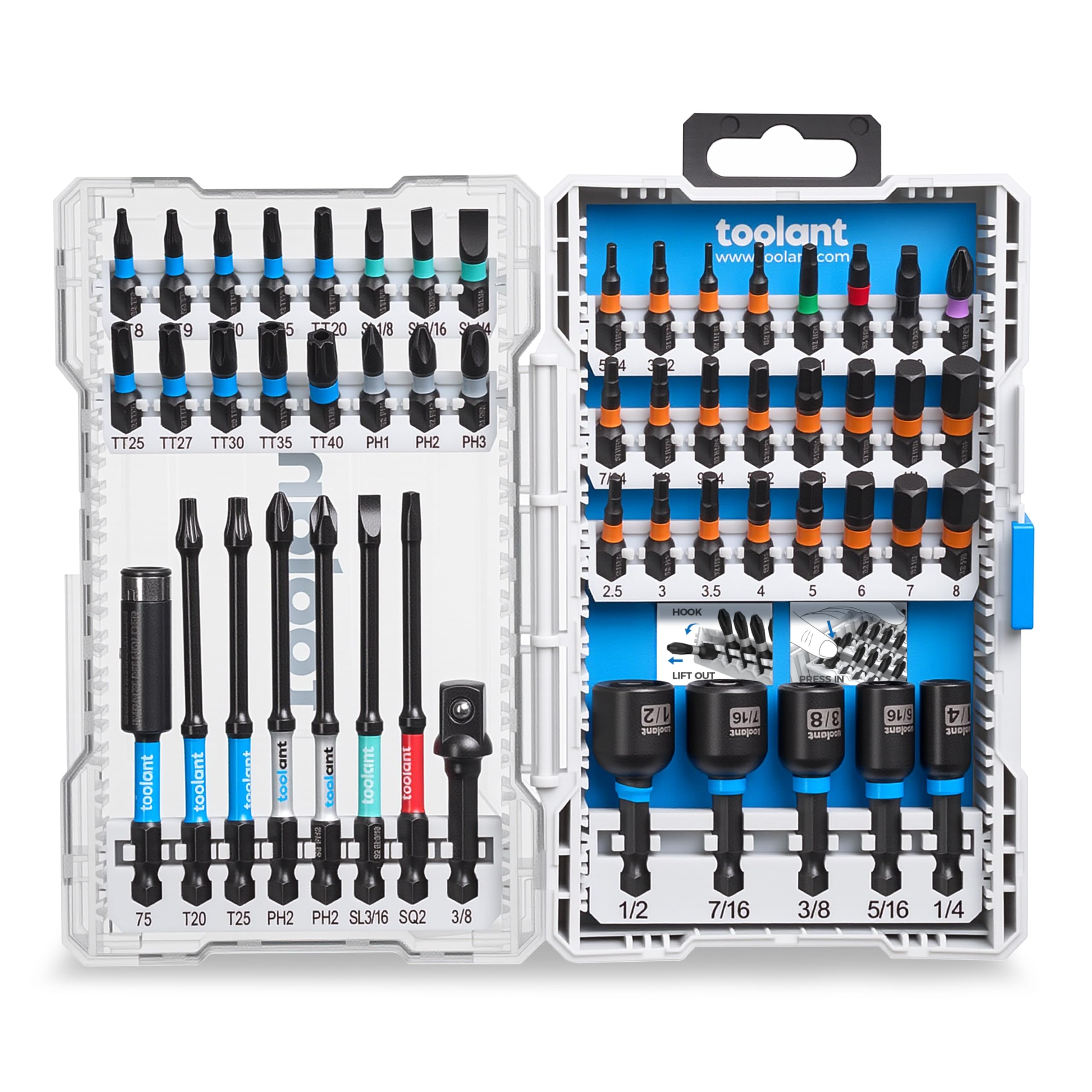 toolant 53-Piece Impact Driver Bit Set | S2 Steel Screwdriver Bits with Case