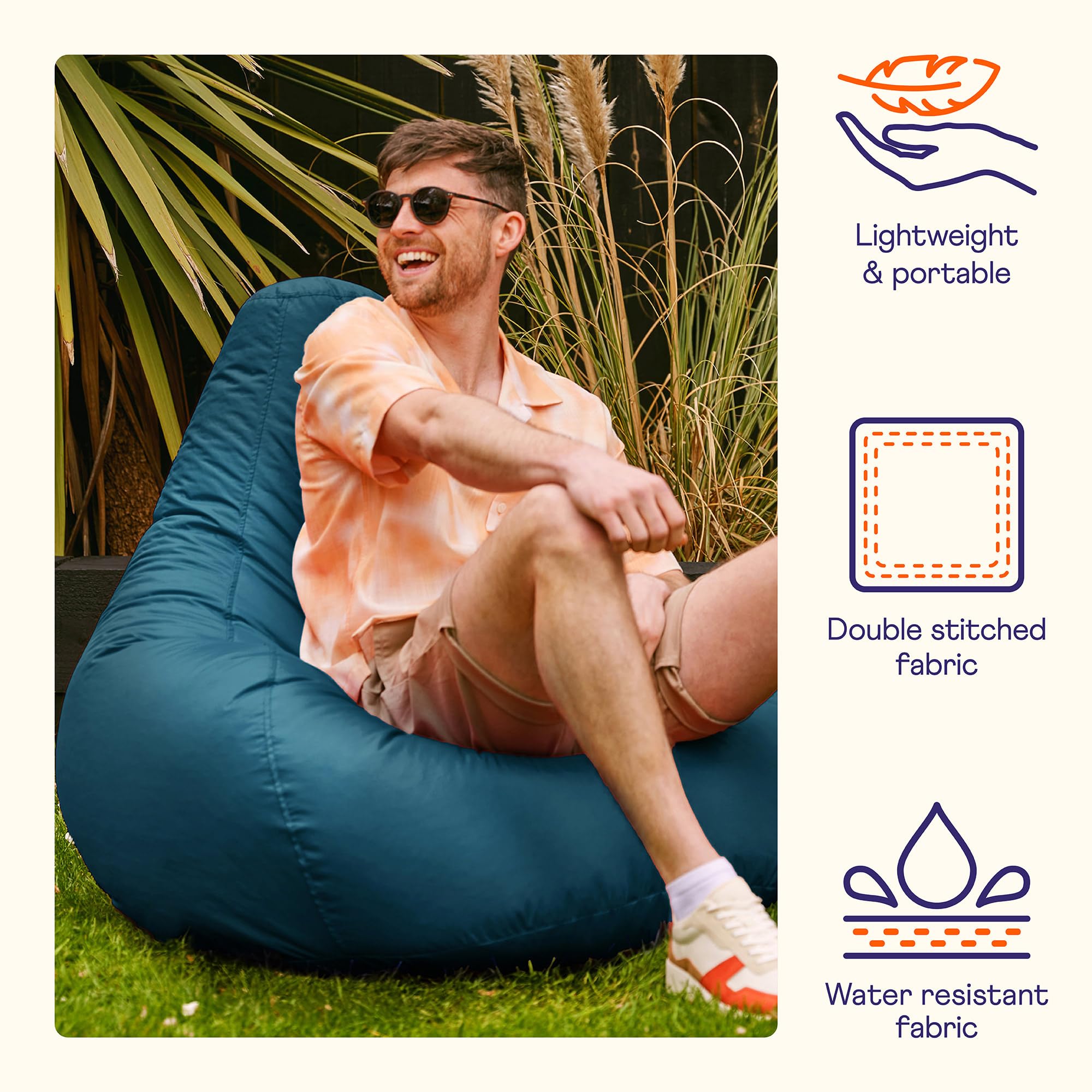 Bean Bag Bazaar Recliner Gaming Chair – Teal Green Water Resistant